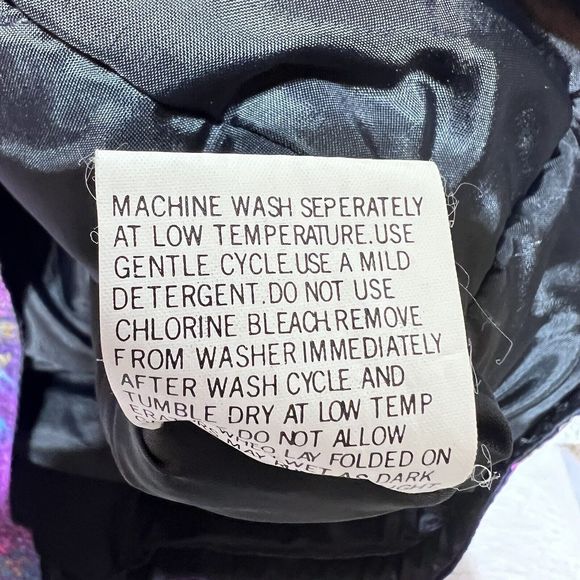 Vintage Black Bear Ski Jacket Womens 8 Purple Abstract Splash All Over Print 80s - Picture 12 of 13